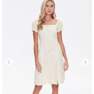 NWT Square neck linen button midi summer dress